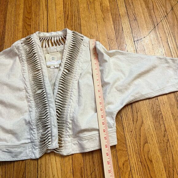 Anthropologie Hei Hei Jacket Womens Medium Large Ladder Beige Linen Blend Coat - Picture 7 of 7